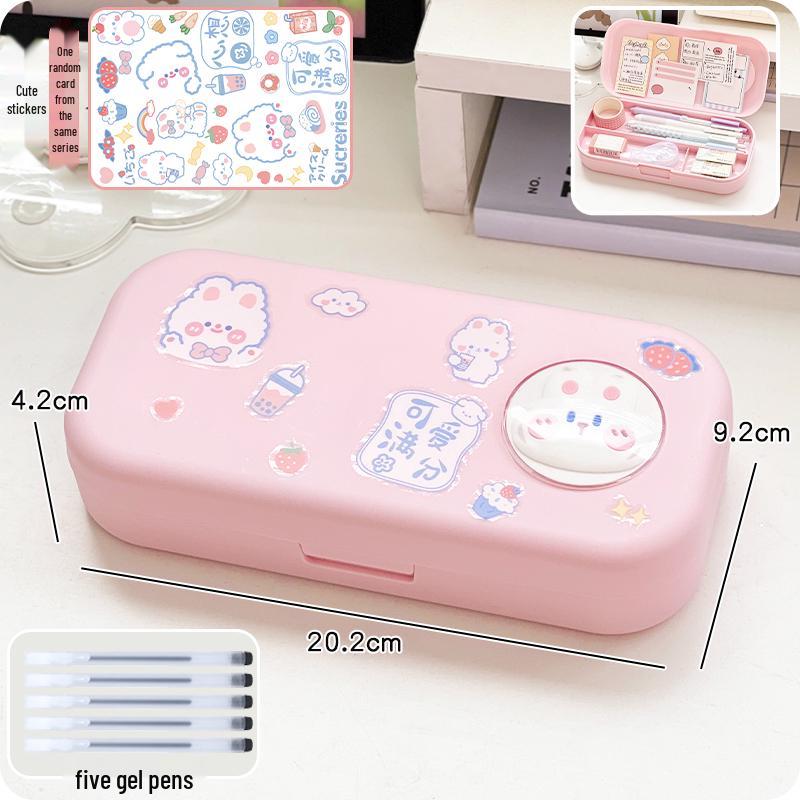 Cartoon Rabbit Pencil Case for Girls - Cute Stationery Storage Box for Elementary School Students