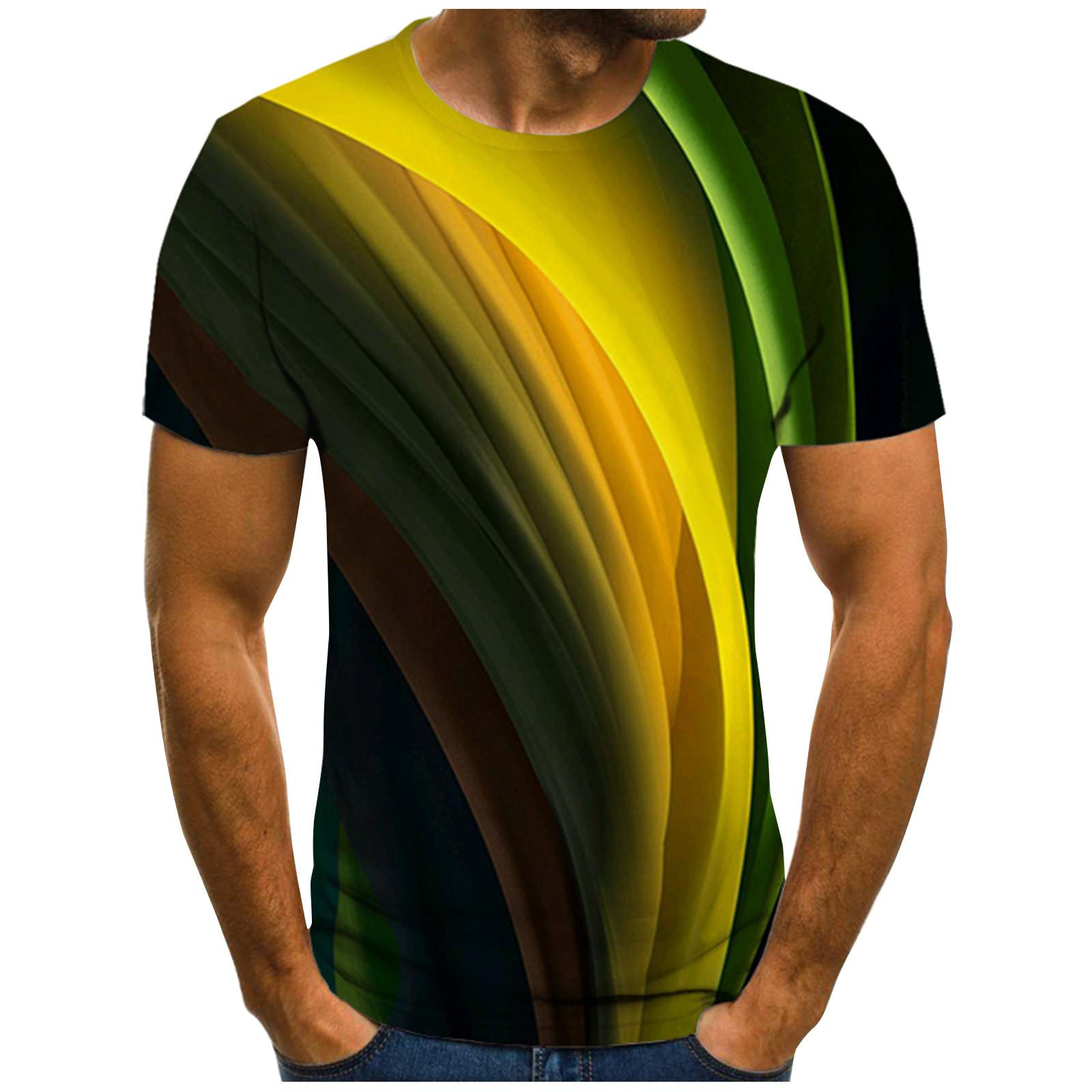 

Мужская футболка с коротким рукавом и принтом, летняя круглая шея, трендовая повседневная толстовка One size жёлтый