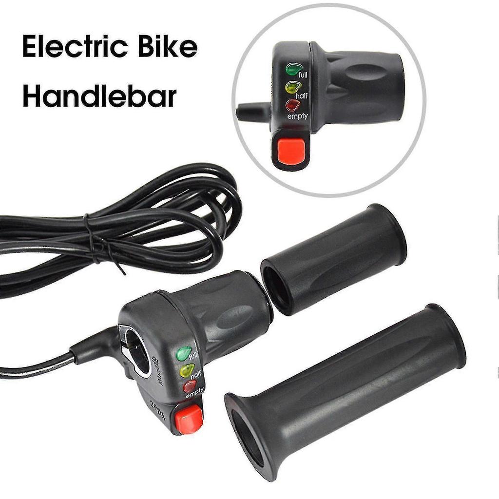 36/48v Electric Bike Throttle With Switch Power Display Self-locking Mountain Bike Speed Control Handle Bar Bike Accessories-ha