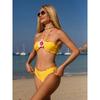 Neues Sexy Rüschen-Dreiteiler-Bikini-Set Badeanzug für Damen Blumen-Badebekleidung Damen Neckholder Push-Up Badeanzug