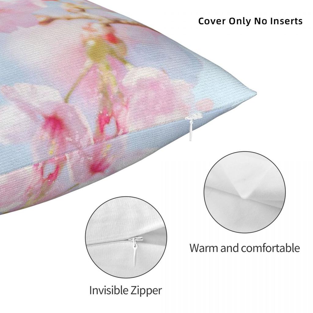 Pink Watercolor Flowers Square Pillowcase Polyester Linen Velvet Creative Decorative Throw Pillow Case Home Cushion Case 45X45