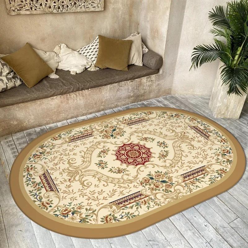 

1 шт. Ковры для гостиной в европейском пасторальном стиле, овальные коврики для спальни и ковры для гостиной, украшения для дома 120x180cm