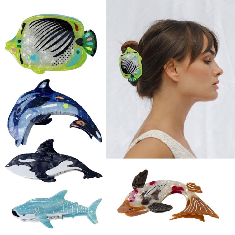 Beach Whale Hair Claw Clip Ponytail Claw Princess Barrettes Hair Adornment