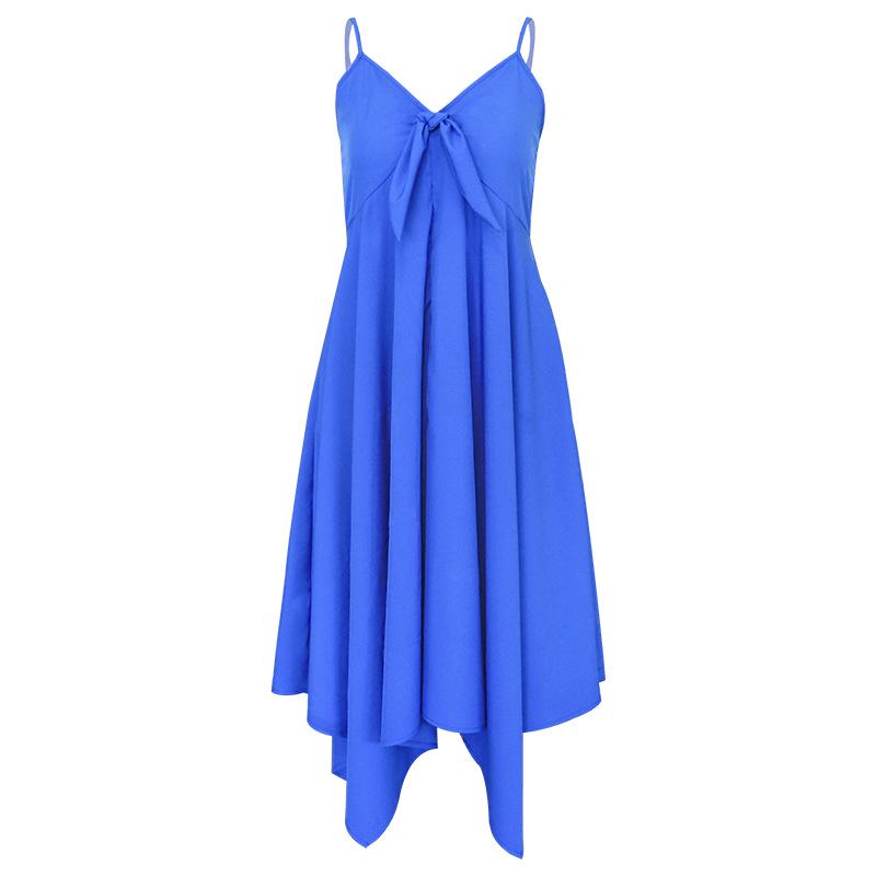 Chic Bow Strap Irregular Hem Summer Beach Dress 2025 - Casual Mid-Length