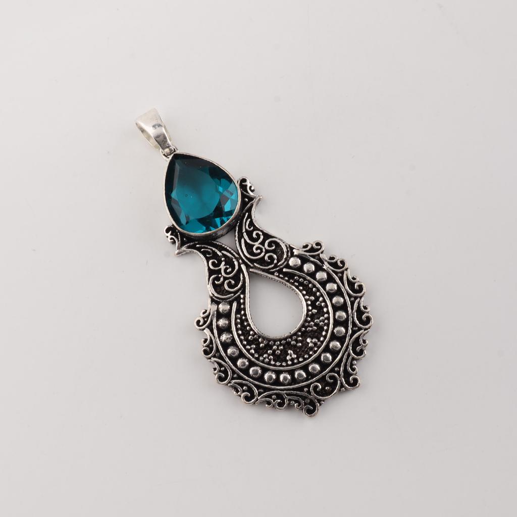 Apatite Gemstone 925 Sterling Silver Women Jewelry Designer Pendant 1.8" For Anniversary Gift CP-45-1