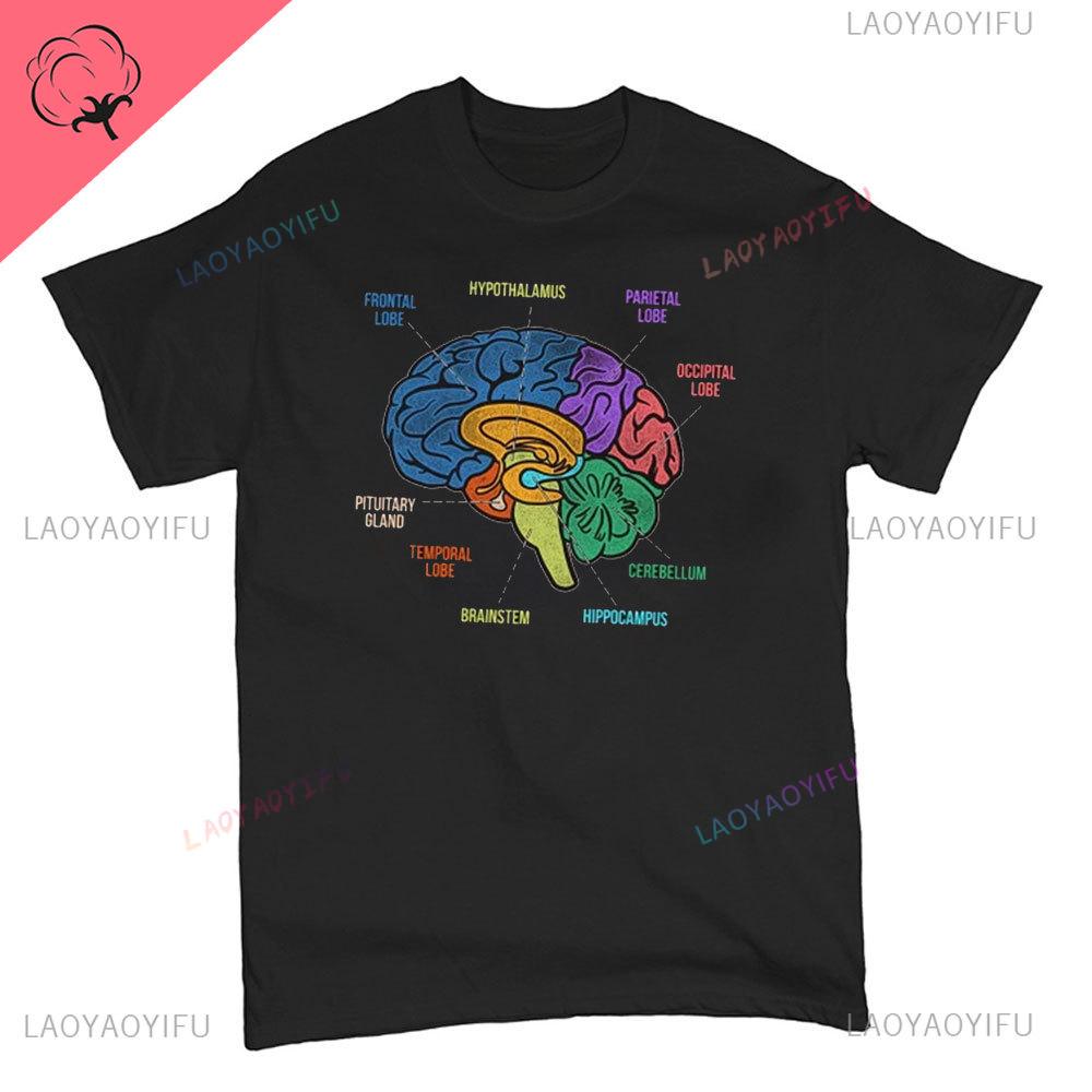 Funny Part of The Brain Color Chart High Quality Tshirt Neurology Print Harajuku Unisex Summer Short Sleeve Gift Tshirt Tops