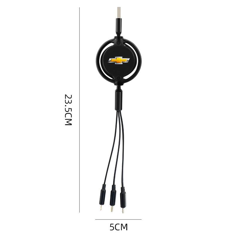 Retractable Car Charger Cable 3 in 1 USB Charging Cord Keychain For Chevrolet Corvette Montana TrailBlazer Silverado Traverse