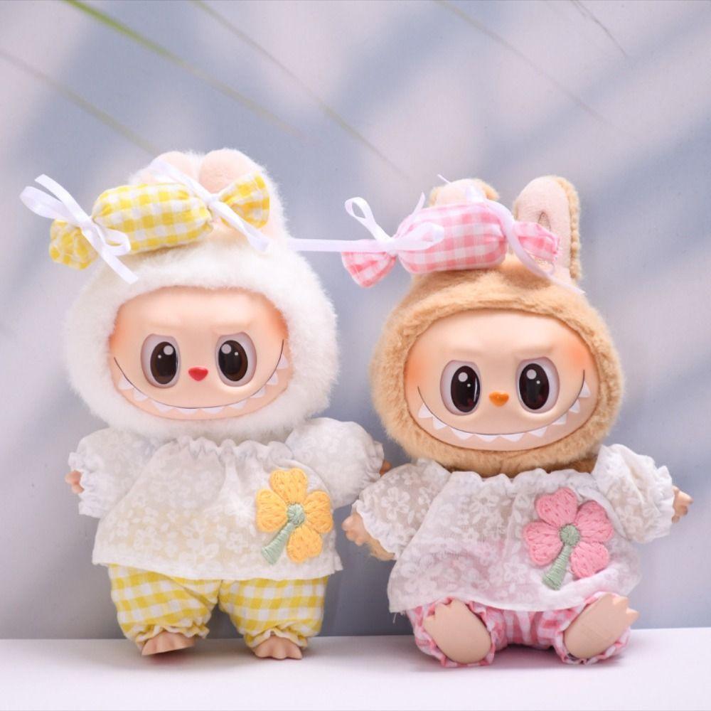 

Handmade Sitting Labubu Time Cloth Candy Skirt 17cm Plush Dolls Clothes Cotton Doll Accessories Style 2