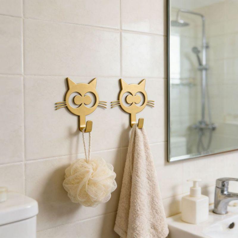 4pcs Cat-shaped Wall Hook Home Storage Hook