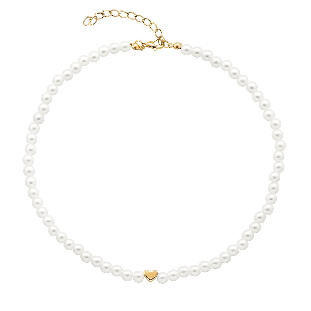 Fashion Light Luxury Baroque Pearl Love Neck Chain Necklace Women, Wind Beaded Necklace