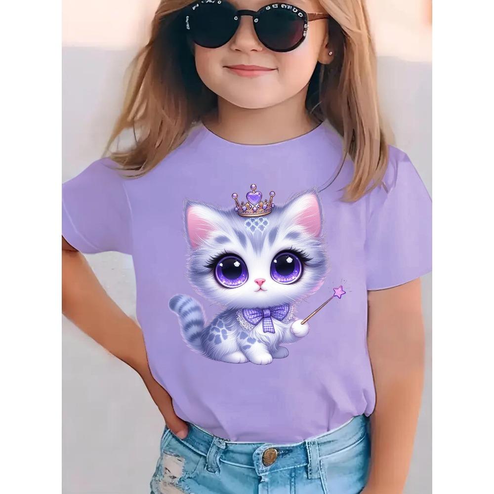 Summer Fashion Girls Short Sleeve T-Shirt Printed Casual Versatile Top 100