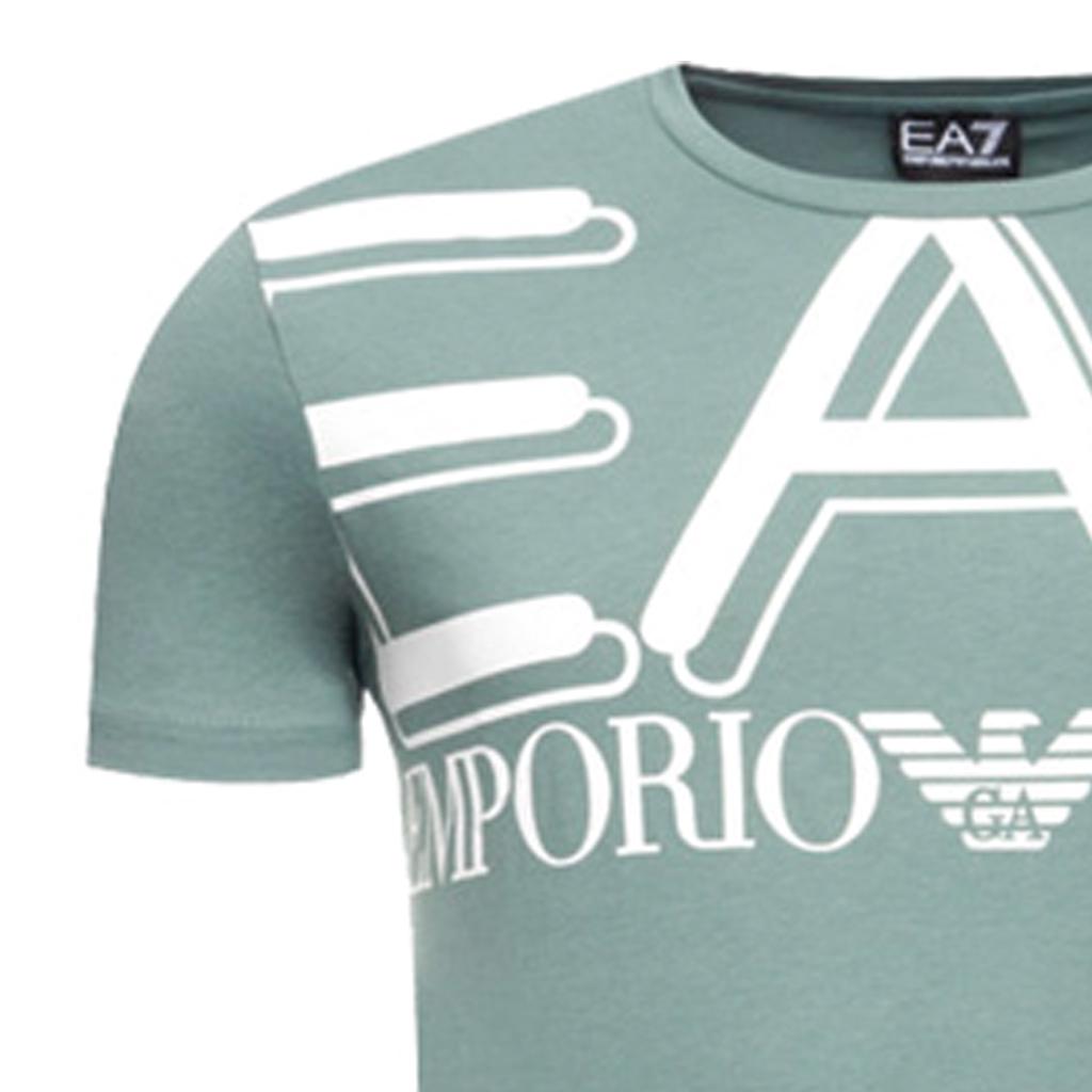 Emporio Armani Ss22 Ea7 Tričko s potiskem písmen, kulatým výstřihem a krátkým rukávem, pánské topy, zelená, 3HPT09-PJ02Z-1858
