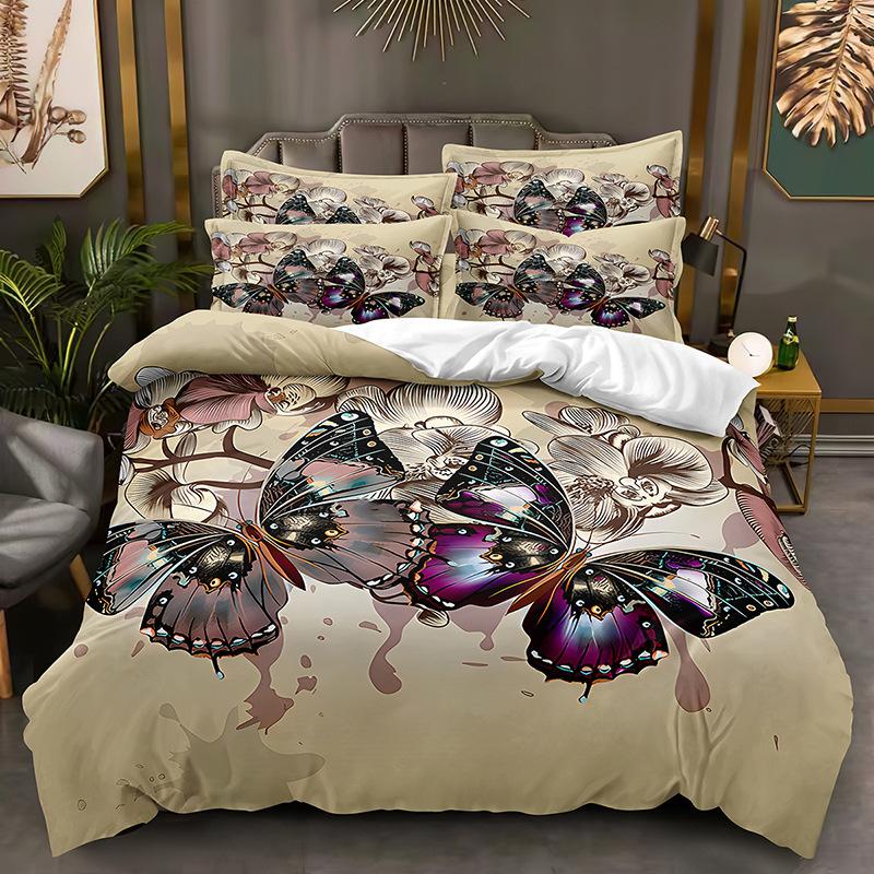 NEW Bedding Set Insect Series Quilt Cover and Pillowcase Full Size Double Bed Bedroom Fashion Home 3D Butterfly Printing Bedding Home Decoration
