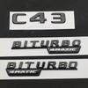 FUP1  3D ABS Chrome Black C 43 Logo C43 Letters Sticker BITURBO 4MATIC Emblem Car Badge For Mercedes C43 AMG W205 W204 Accessories