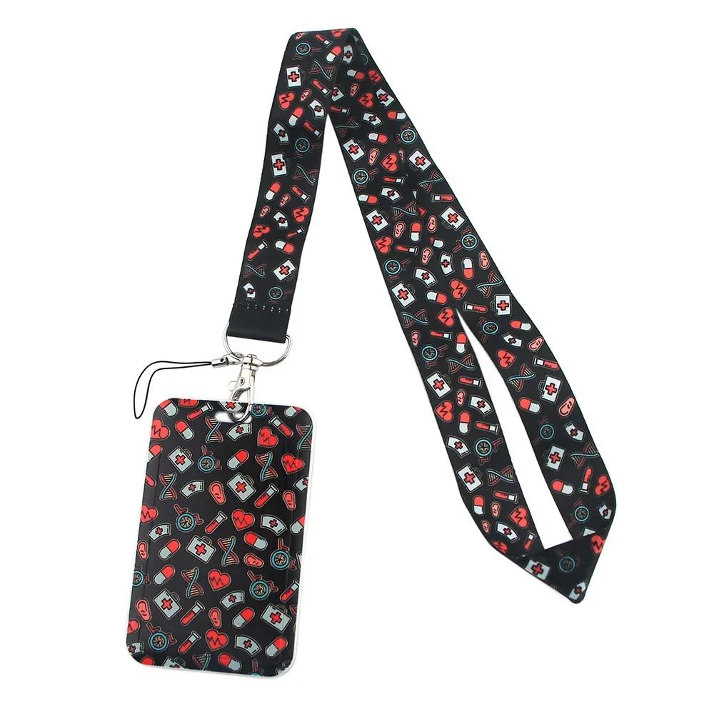 Lanyard Medico Infermiere Cinghie da Collo Porta Badge Tesserino Portachiavi Ciondolo Portachiavi Cellulare Copri Tessere Custodia Borsa
