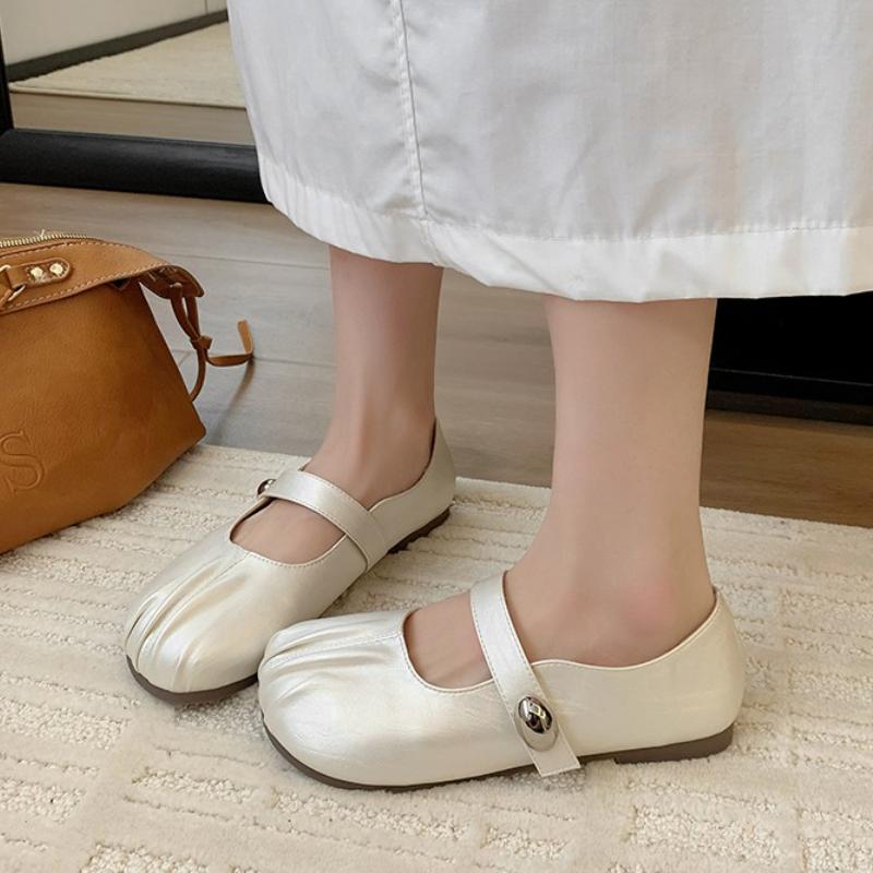 

Модная Высококачественная Женская Обувь Новые Одинарные Женские Весенние Удобные Внешние Балетки Обувь с Круглым Носком Женская Обувь 35 бежевый