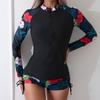 Female Split Swimsuit with Long Sleeves Swimwear Sports Surfing Bikini Beachwear Zipper Bathing Suits Pool Women Swimming Suit
