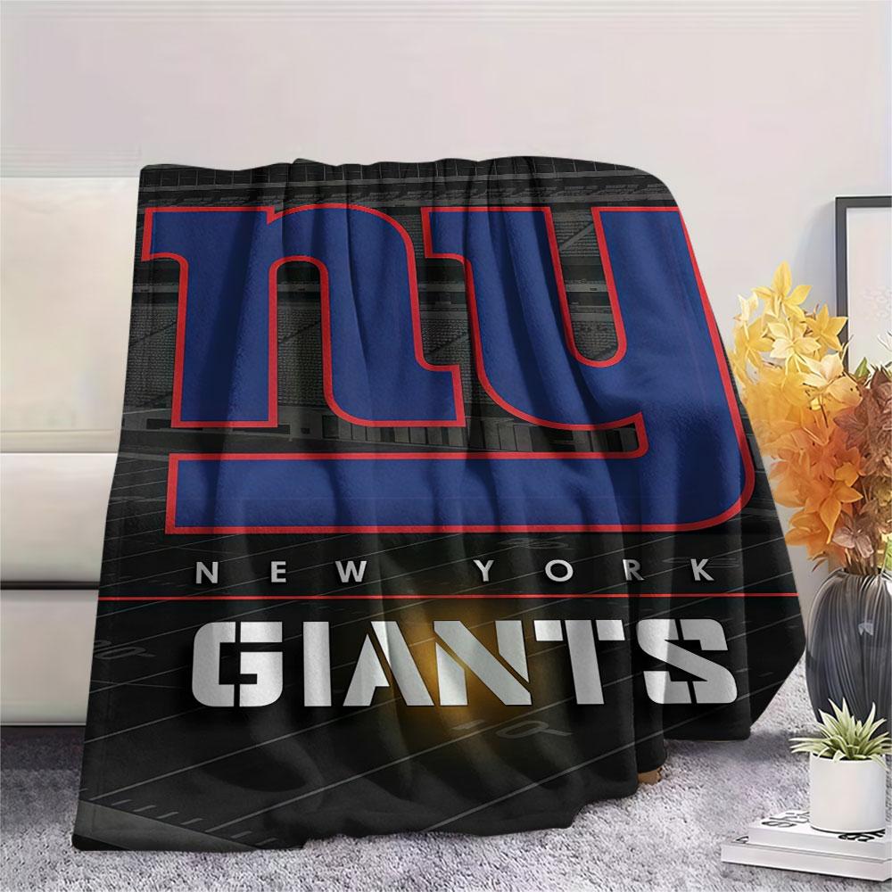 New York Giants Printed Flannel Blanket, soft throw for bedroom sofa, washable, fan merchandise, great gift.