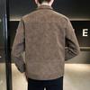 2024 Men's Suede Punk Jacket with Turn-Down Collar - Spring/Autumn Trendy High-End Coat
