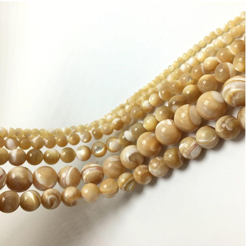 Natural Brown Horseshoe Snail Trochus Sea Shell Round Loose Beads2/3/4/5/6/7/8/9/10/12/14MM Pick Size for Jewelry Making