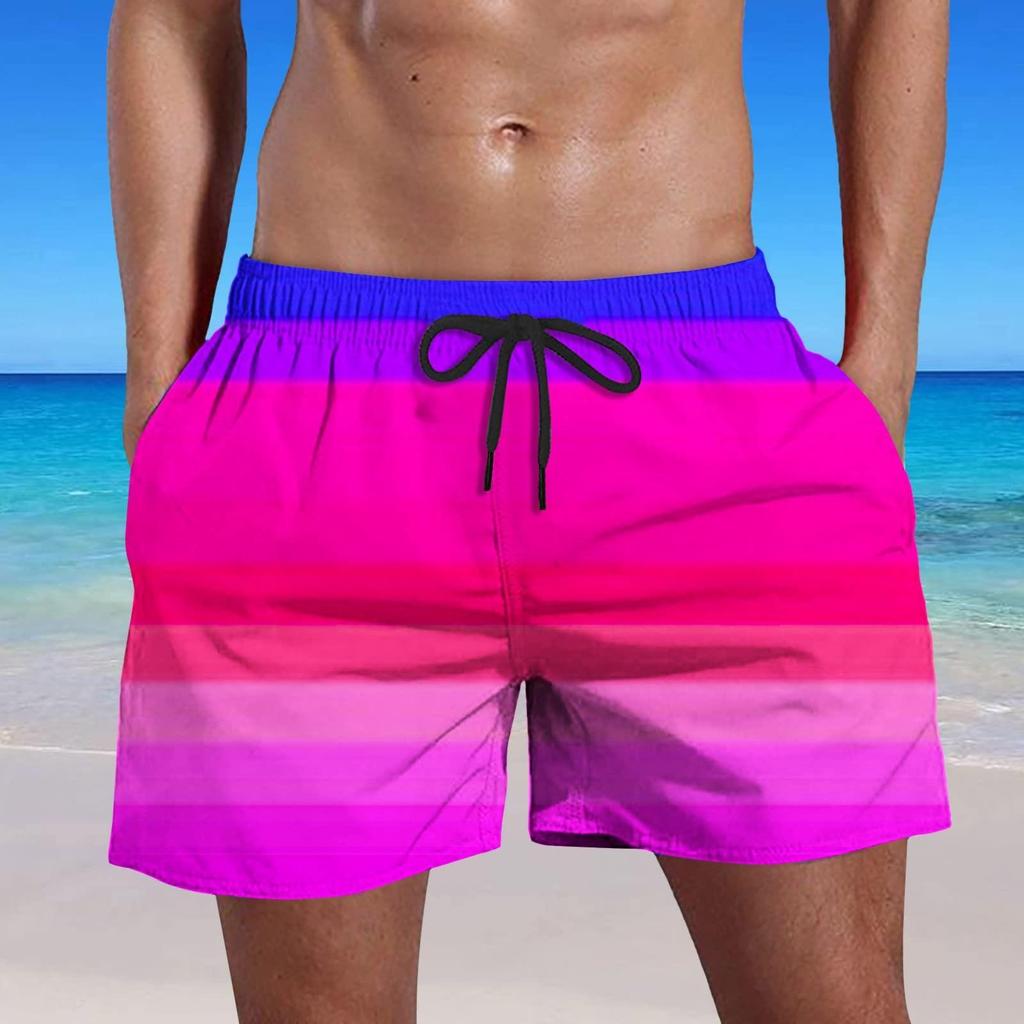 Men's Summer Swim Trunks Quick Dry Shorts With Pockets Plus Gradient Print Beach Shorts