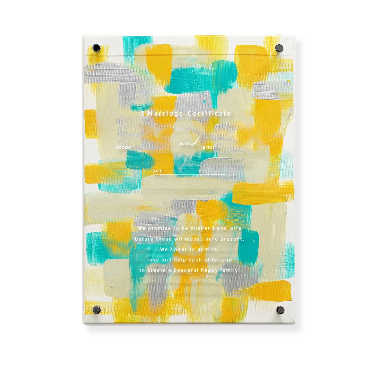 

wedding canvas wedding certificate with personalized painting on canvas made in Japan Marriage Wall Interior Modern w0001 Yellow x F4 Size x