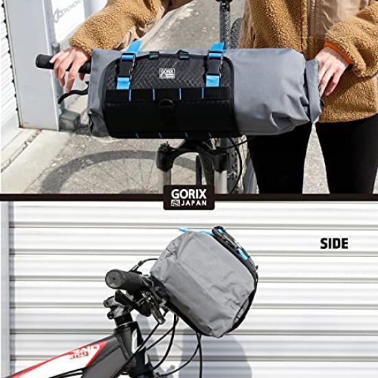 GORIX Waterproof Handlebar Bag Removable Storage Easy Rain Protection Stretchable Front Bag GX-6408 [Large Capacity, Bag, Installation]