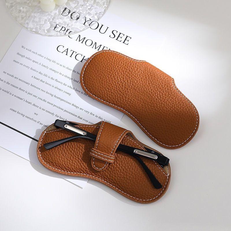 Sac à lunettes en cuir souple portable ins étui à lunettes lunettes de soleil de compression pour hommes et femmes sac de rangement pour lunettes de myopie housse de protection