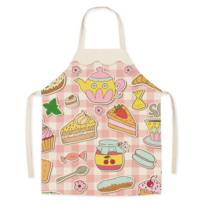 Kitchen Linen Apron Summer Orange Lemon Print Fruit Pattern Parent-child Sleeveless Apron Kitchen Cooking Home Cleaning Apron