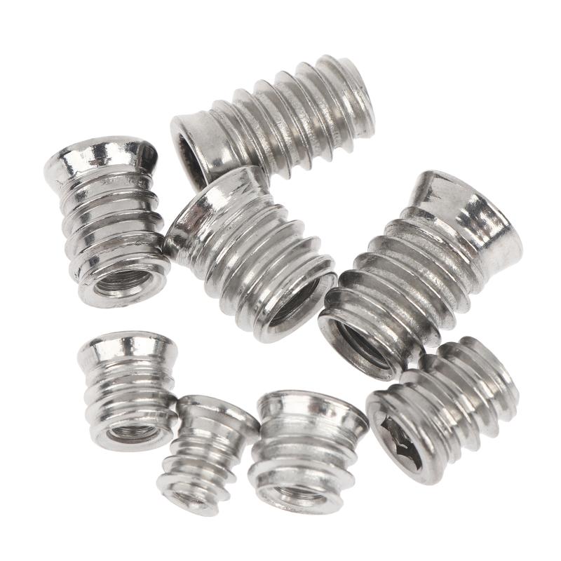 Hex Socket Insert Nuts 10pcs Threaded Embedded Fasteners Heavy Duty Hardware for Woodworking Cabinet Furniture Installation
