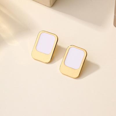 Legierung quadratisch farblich passende Ohrringe, Nischendesign leichter Luxus High-End Ohrstecker Windohrringe