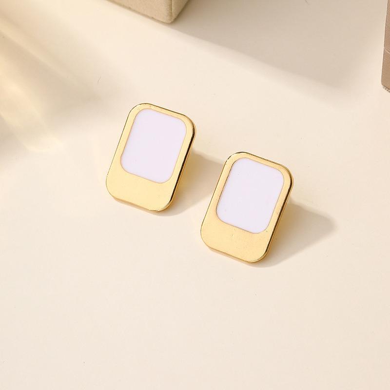 Alloy Square Color Matching Earrings, Niche Design Light Luxury High-end Stud Earrings Wind Earrings