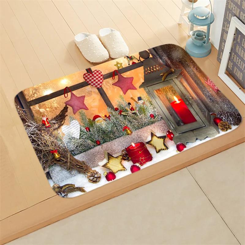 40X60Cm Christmas Outdoor Doormat Merry Christmas Tree Door Mat Red Non-Slip Floor Mats Decorative Entrance Door Rugs