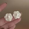 Multi-layer Flower Petal Pearl Stud Earrings Retro High-end Earrings Light Luxury Elegant Temperament Earrings Women