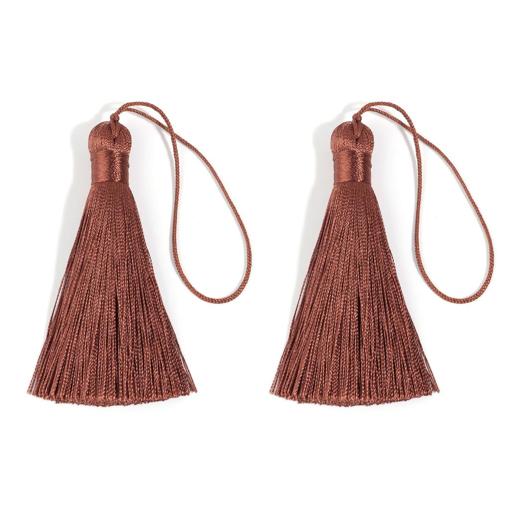 6pcs 82cm Long Silk Tassel Fringe Brush Handmade Soft Mini Tassels with Loops For DIY Craft Jewelry Making Souvenir Bookmark