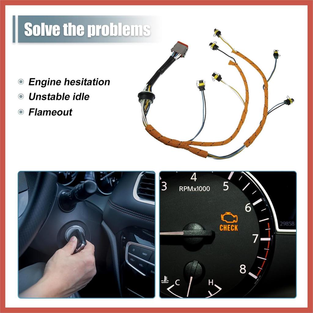 ACROPIX Engine Fuel Injector Wiring Harness for CAT for Caterpillar C7 Engine Excavator 2225917 Fuel Injector Wiring Harness Assembly Car Parts