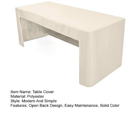 Fitted Tablecloth Polyester Open Back Table Cover Solid Color Washable Table Cloth for Meeting Party Wedding Banquet Birthday Decor