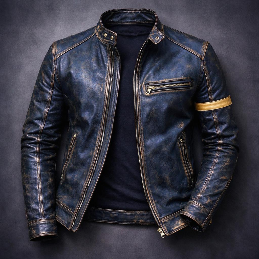 European and American men's clothing men's leather jacket male teen stand-up collar punk men's motorcycle leather jacket