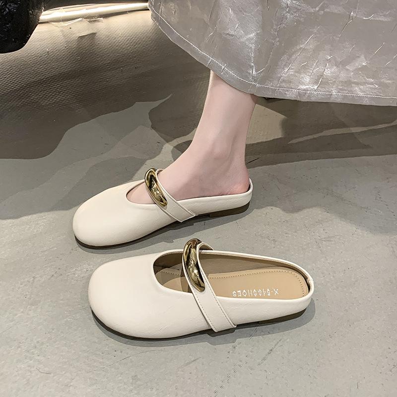 French temperament shallow single shoes women's summer 2025 new Mary Jane soft-soled Doudou shoes one pedal bag head half slippers