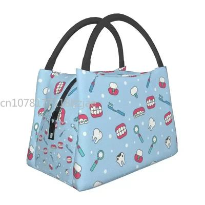 Teeth And Braces Insulated Lunch Tote Bag for Women Tooth Resuable Cooler Thermal Bento Box Work Travel Lunchbag