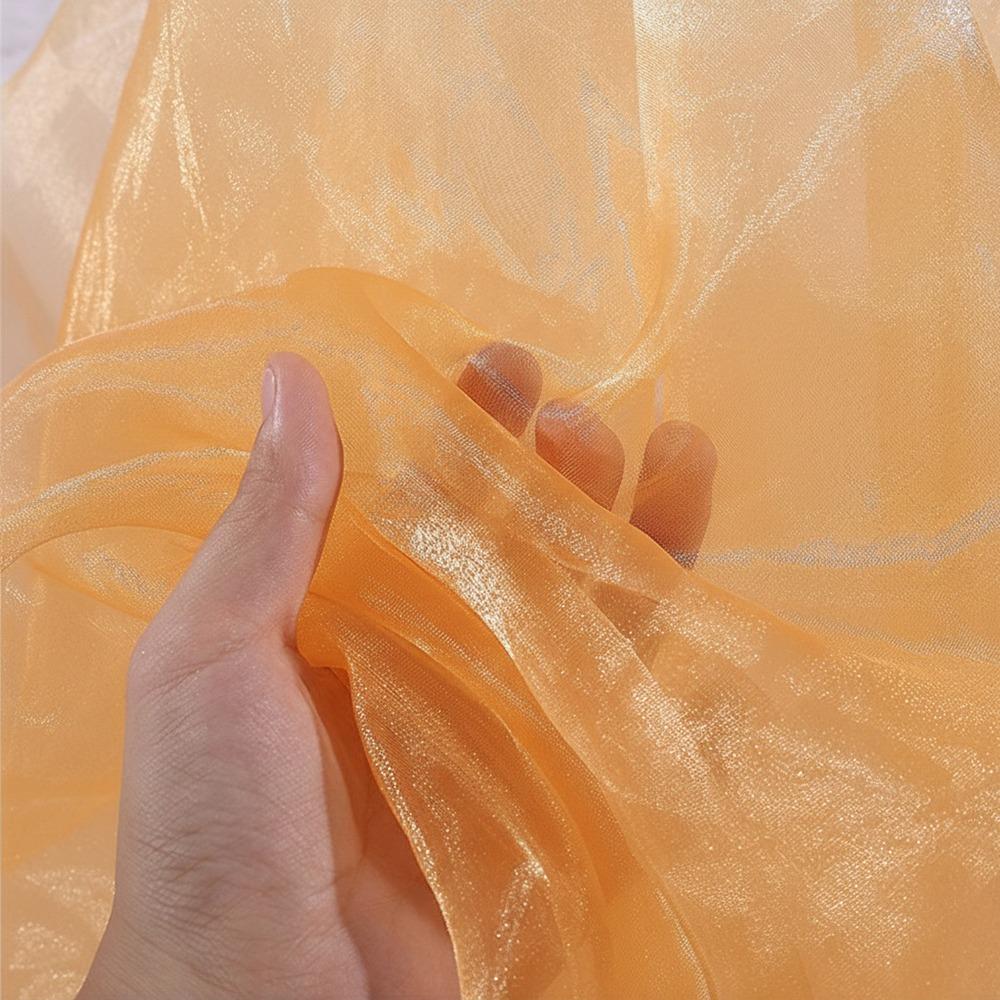 100X150cm Organza Mesh Fabric Colorful Lightweight Sheer Organza Fabric Glossy Smooth Tulle Gauze Fabric