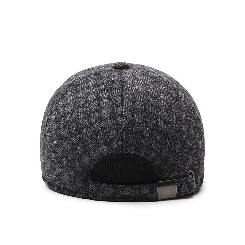 Autumn Winter Men's Middle-Aged and Elderly Warm Plaid Baseball Cap Ear Protection Old Man Peak Cap