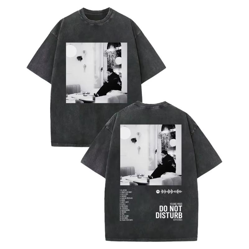 Vintage Washed Young Miko Do Not Disturb Album Graphic T Shirt Fashion Hip Hop Short Sleeve Tshirt Unisex Women Oversized Tshirts