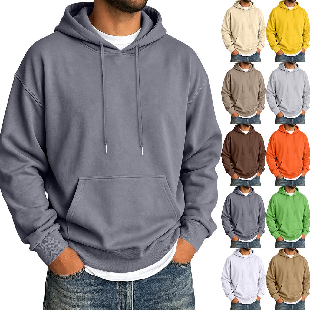 Men's Casual Color Hoodie for Winter Everyday Wear