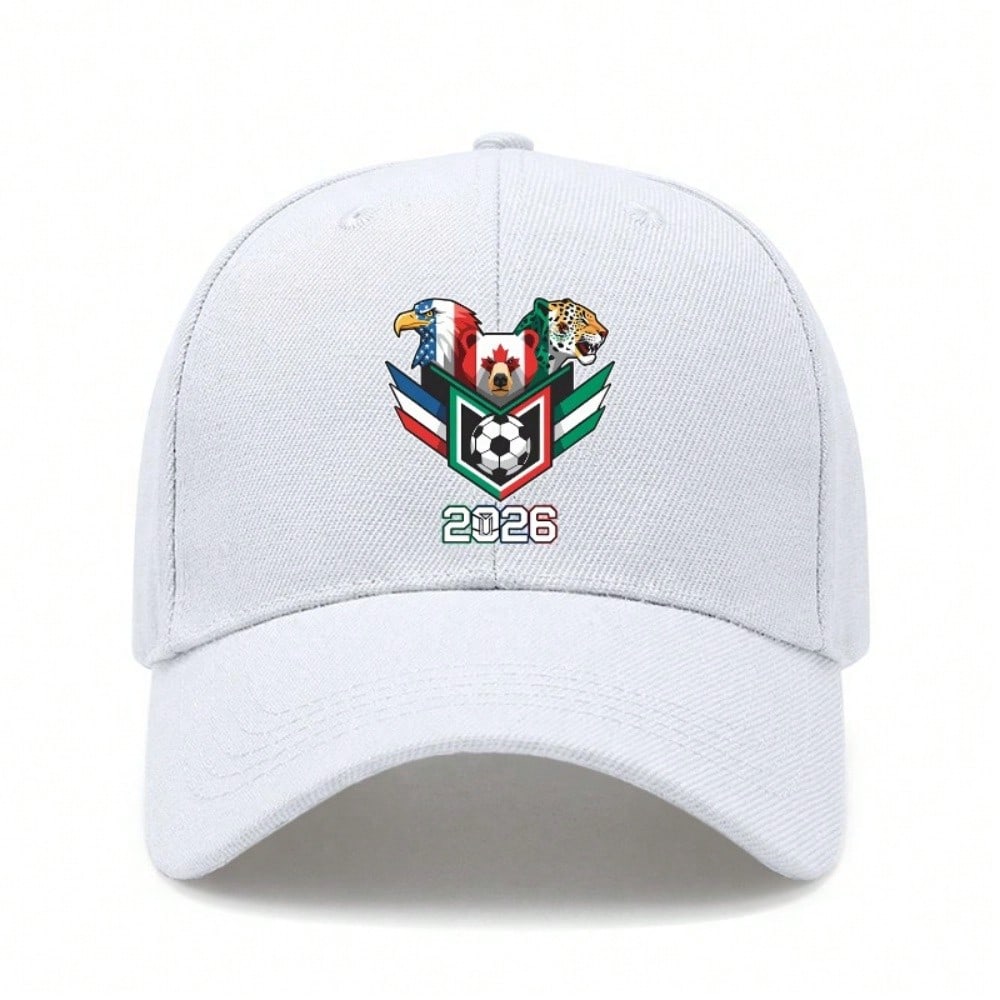 [Patriotic Baseball Cap] 2026 Soccer Theme Print Unisex Adjustable Breathable Lightweight Polyester Hat For Outdoor Sports Festivals Gift - Dad Hat,