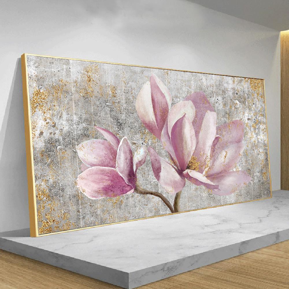 Abstract Gold Flower Oil Painting On Canvas Still Life Poster Wall Art Prints Pictures Home Decoration For Living Room Artworks