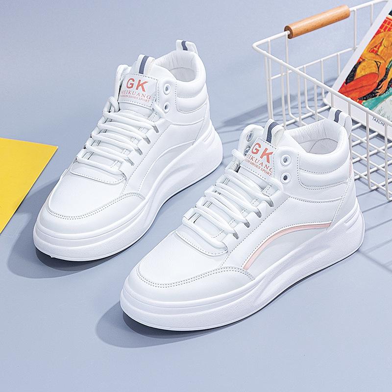 High Top Women Sneakers Casual Vulcanize Shoes Autumn Winter 2024 Comfortable Lace Up Platform Shoes Designer White Shoes Woman
