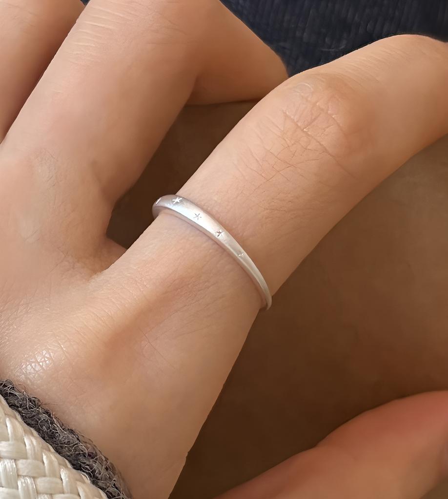 PANJBJ 925 Sterling Silver Four-pointed Star Shining Zircon Ring High-end Personalized Opening Adjustable Jewelry