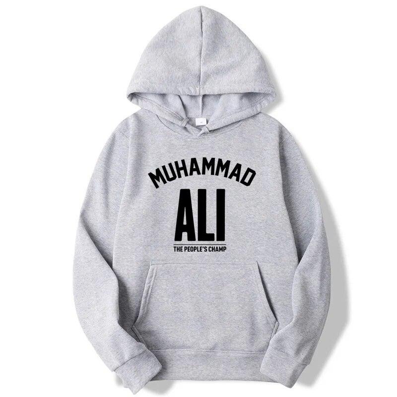

Модные брендовые толстовки унисекс с принтом Мухаммеда Али, смешанный хлопок, весна-осень, мужские повседневные толстовки в стиле хип-хоп, кофты с капюшоном L