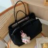 Black Minimalist Large Capacity Tote Bag Multi-compartment Nylon Waterproof Computer Bag Fitness Bag Portable Shoulder Commuter Bag